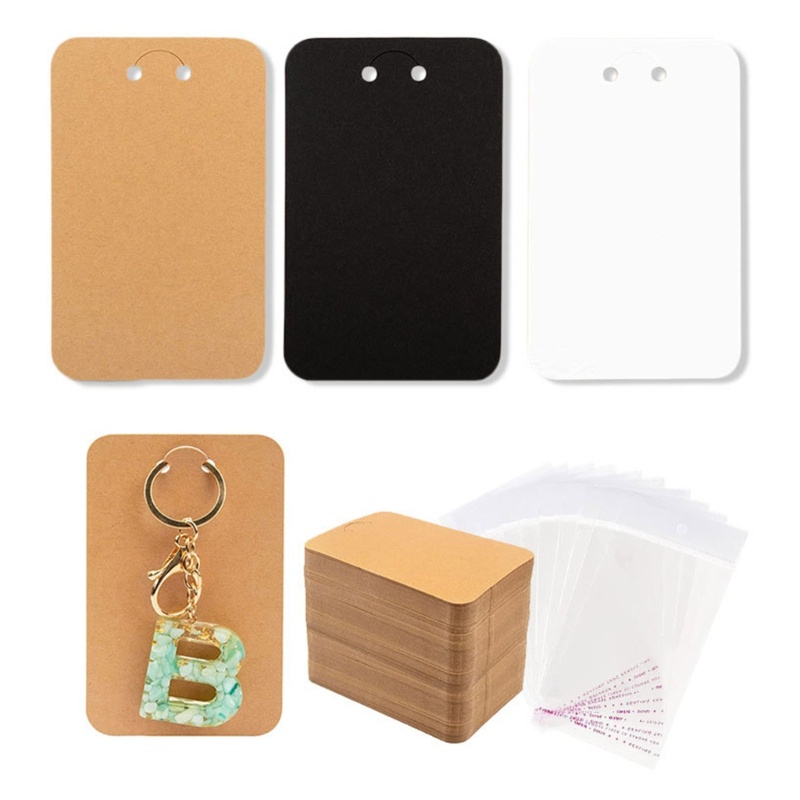 Set 50 Tấm Thẻ Trưng Bày Móc Khóa / Thẻ Trang Sức Bằng Giấy Nâu