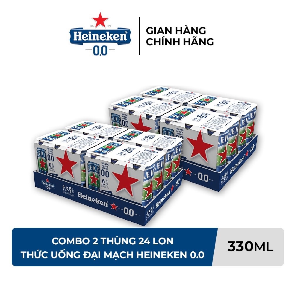 HỎA TỐC HCM - Combo 2 Thùng 24 lon Thức uống đại mạch Heineken 0.0 330ml/lon