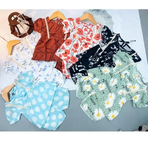 Bộ bé gái Bernie có tay chất đũi lụa mềm cho bé từ 6-16kg, bộ cộc bé gái áo dáng váy siêu cute