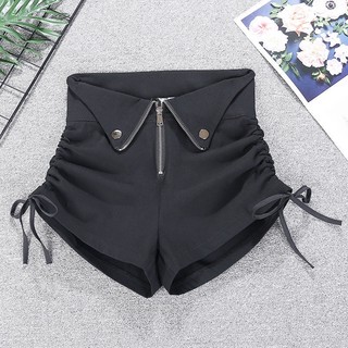 Size Lớn Màu Đen Cao Cấp Quần Short Béo mm Thường Ngày Ôm Hơn Nhìn Nữ Mới Mỏng Rộng Quần Short Dây Rút Chữ A Quần Nóng