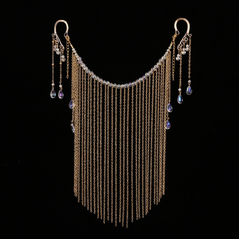 Vic Hanfu Chain Prop Antique Tua Rua Cover Face Hair Supplies Mặt Cổ Trang Sức
