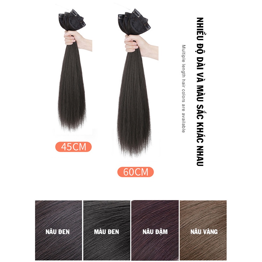 Tóc giả kẹp phím thẳng,kẹp phồng chân tóc,sét 3 dải kẹp 45CM