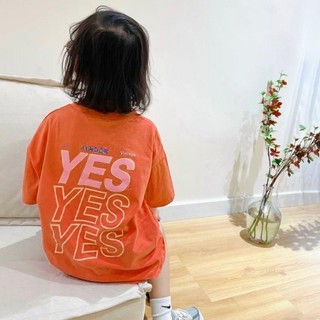 AT2-M-[tomnaukids] Áo thun cộc tay bé gái chữ Ye.s cá tính - Size 9-40Kg