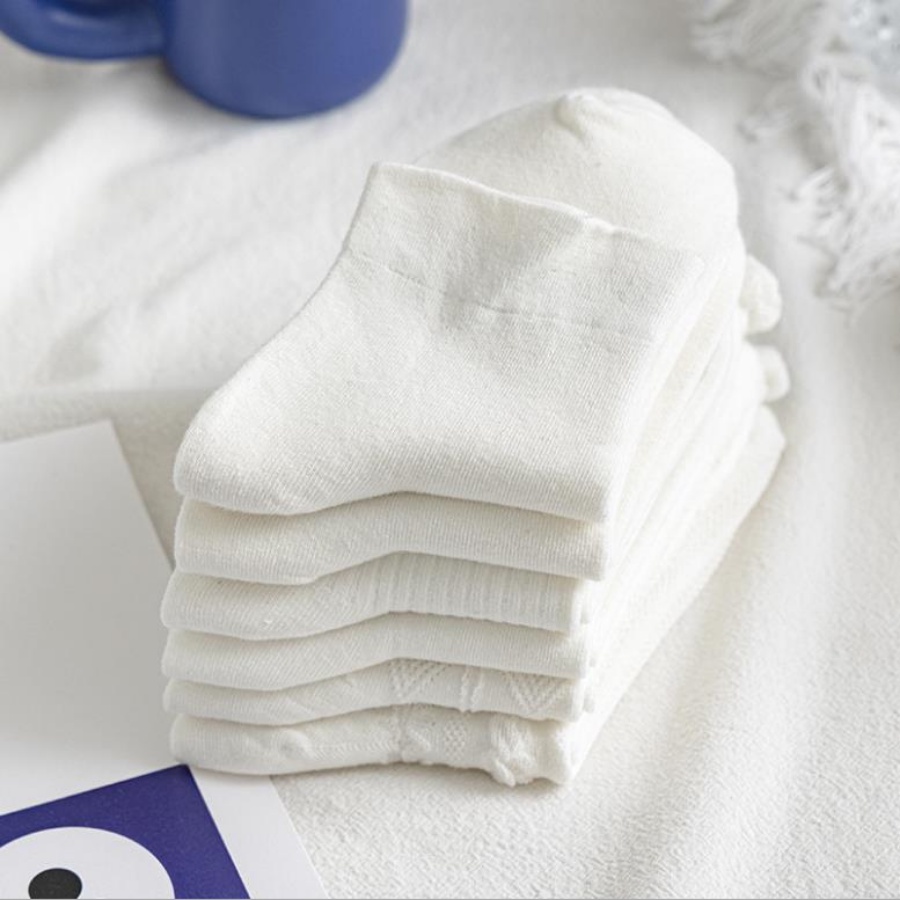 Vớ cổ cao nữ trắng 3B phong cách Hàn Quốc nhiều mẫu Lolita chất Cotton pha co giãn, khử mùi, thoáng khí