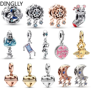 Hạt Chuông Nhỏ Trái Tim Lấp Lánh Chúc Mừng Sinh Nhật! Hạt Charm Màu Bạc Hình Đèn Aladdin Dùng Làm Vòng Tay Diy