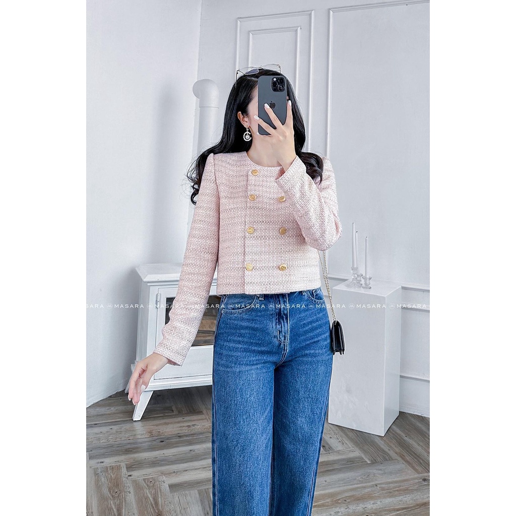 ÁO VEST 2 HÀNG NÚT MÀU HỒNG NHẠT