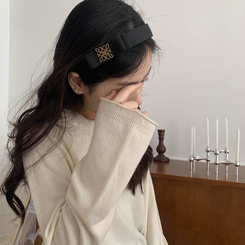 Băng Đô Cài Tóc Màu Đen Phong Cách Retro Hàn Quốc