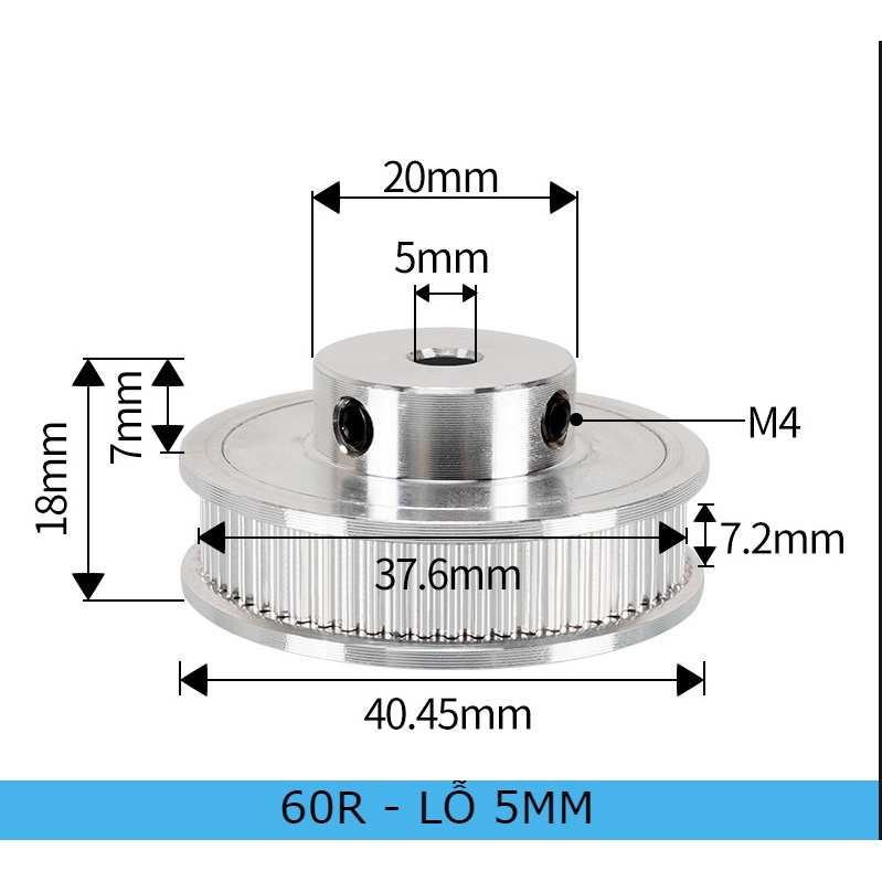 Puly bánh răng đồng bộ - ròng rọc truyền động dây curoa mini GT2 ...