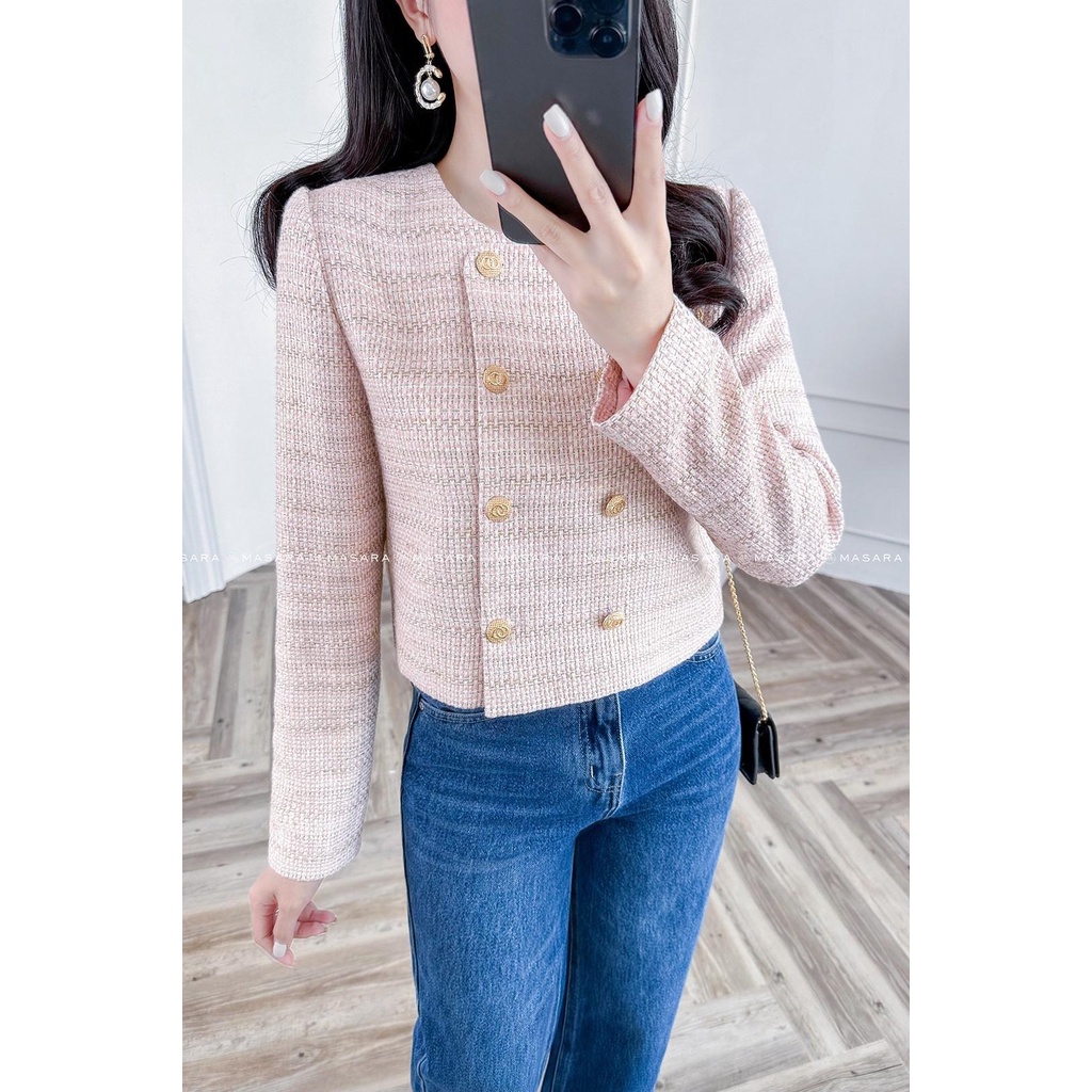 ÁO VEST 2 HÀNG NÚT MÀU HỒNG NHẠT