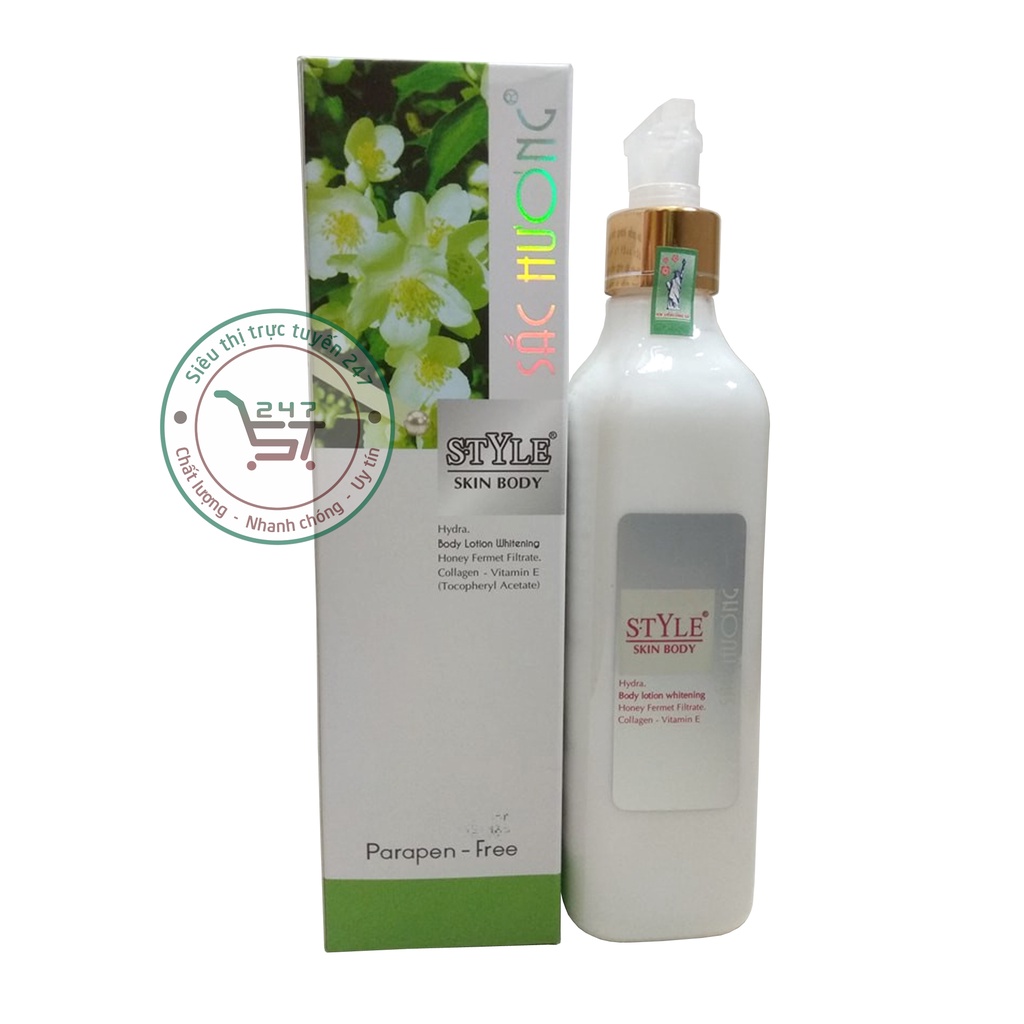 Sữa dưỡng thể Trắng da toàn thân Giữ ẩm Chống nắng Sắc Hương 250ml (trắng-xanh lá)