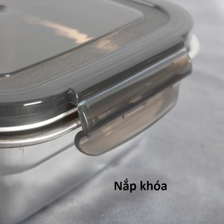Hộp đựng thức ăn, cơm trưa có nắp khóa loại xịn, hộp bảo quản đồ ăn chất liệu inox cao cấp