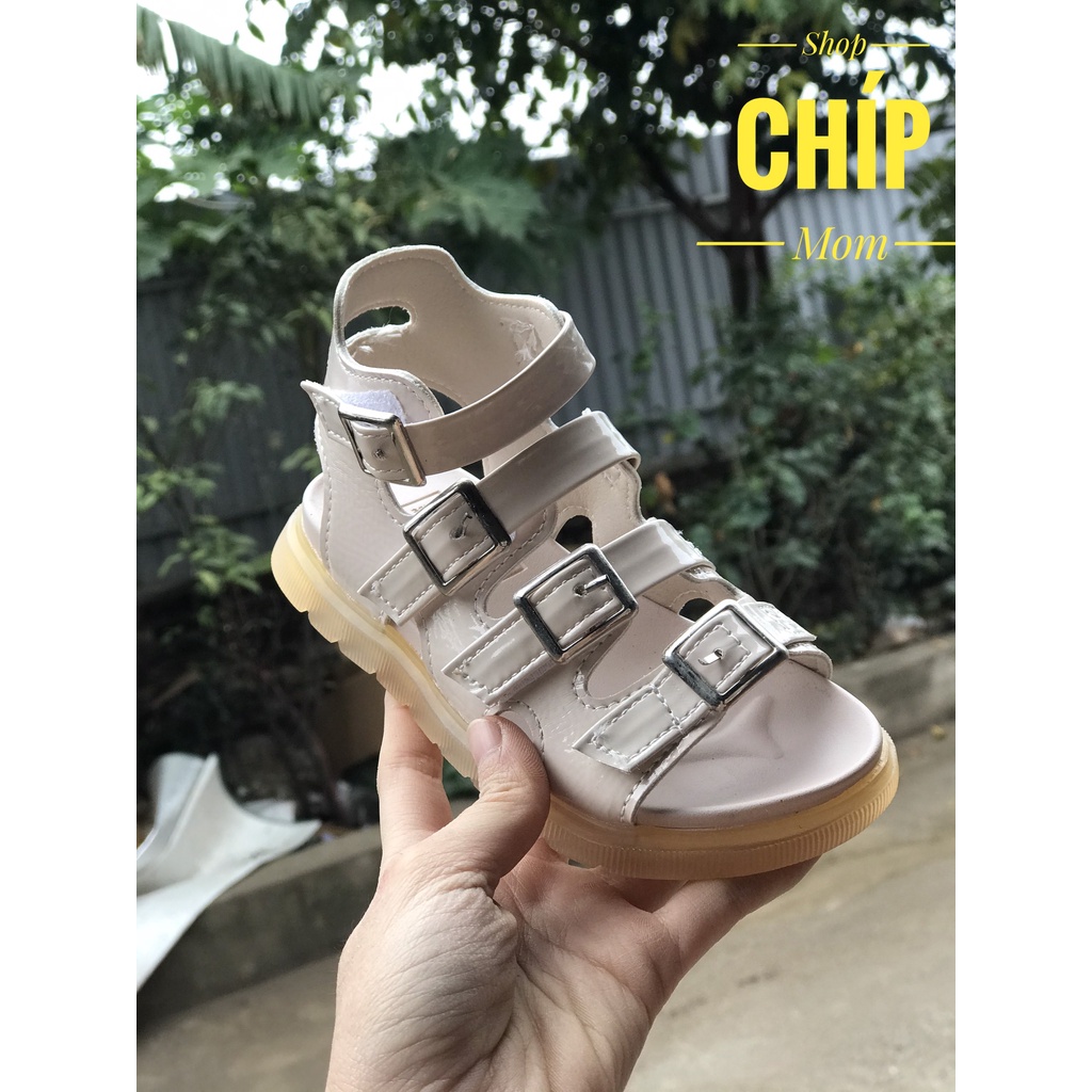 sandal chiến binh bé gái dép quai hậu đi học cho bé có quai dán da PU bóng mềm đế dèo chống trượt QCCC full hôp 777