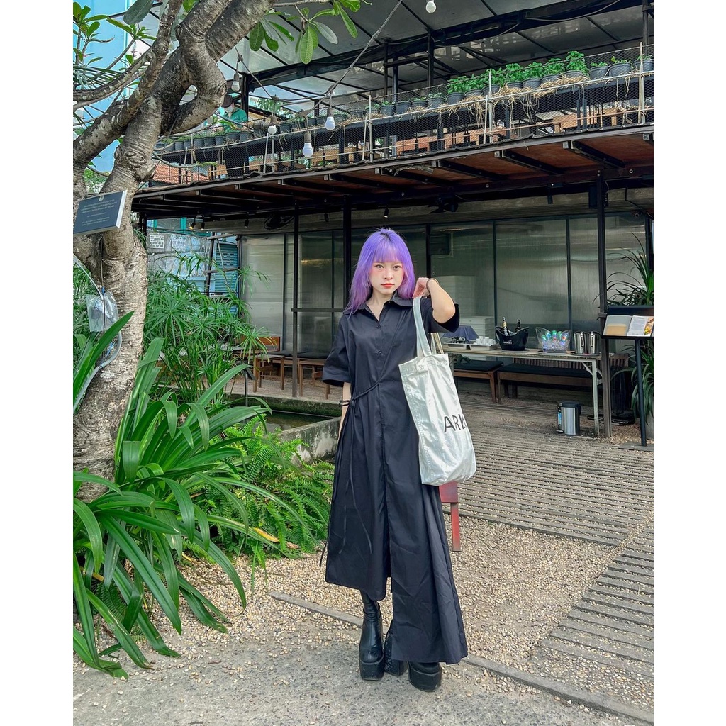 Black Shirt Dress - Đầm đen sơ mi lệch tà Remmus cho nữ