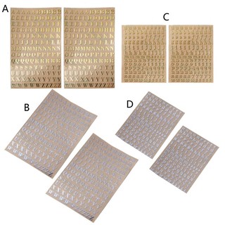 Set 2 Tấm sticker Chữ Cái Màu Vàng / Bạc Dán Trang Trí