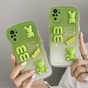 Ốp lưng Redmi Note 10 Redmi Note 10s Điện thoại cạnh gợn sóng Vỏ dễ thương Note 9 11 Pro 11 11s Hình ba chiều Búp bê Vỏ mềm Bảo vệ Camera Full Case