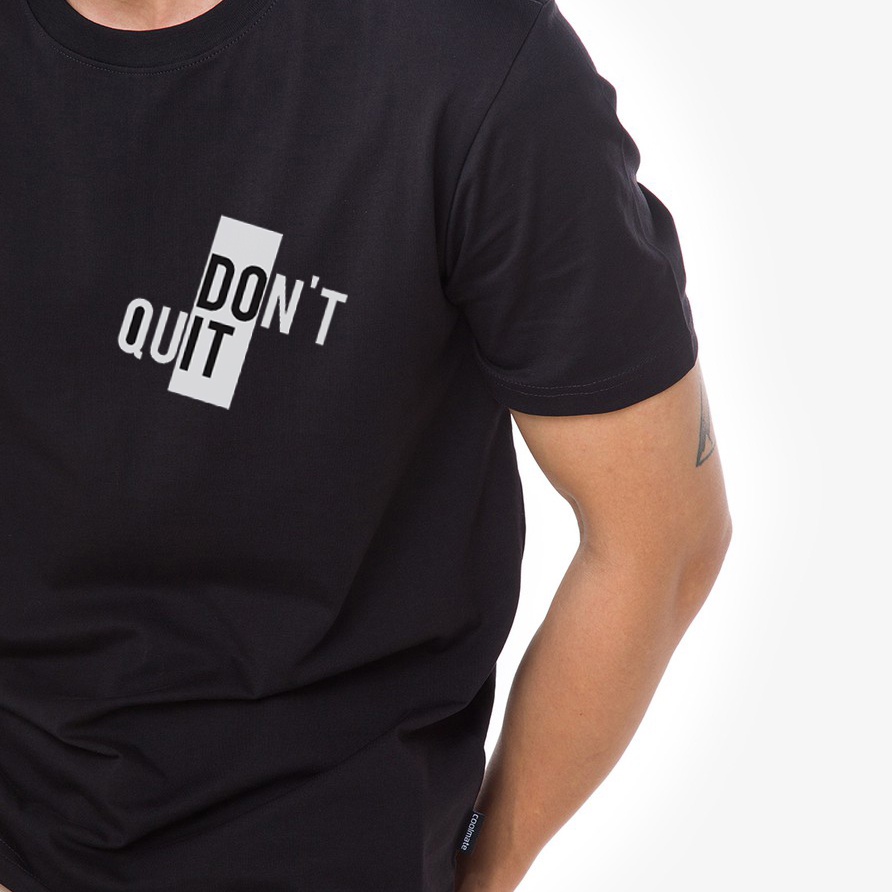 Áo thun đen in hình Don’t Quit – Do It co dãn thấm hút mồ hôi size 40-100kg form rộng Basetee Unisex
