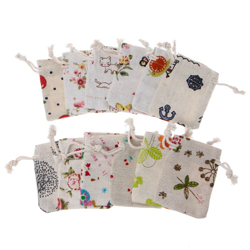 Wellb Cotton Muslin Túi Dây Rút Túi Có Thể Tái Sử Dụng Móc Trà Thủ Công Gia Vị Trang Sức