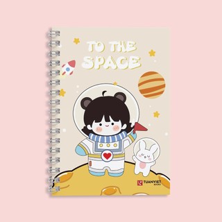 Sổ tay kẻ ngang lò xo B5 TUANVIET BOOKS 200 trang, chủ đề To The Space, phù hợp ghi chép, nhật ký