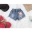 quân đùi jean cho bé gái mẫu họa tiết hoa nổi 10-22kg, quần đùi bò cho bé gái