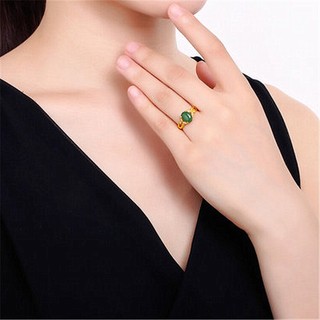 ♥[Bướm Tình Yêu Hoa] Nhẫn Mạ Vàng Đính Đá Hetian Ngọc Jasper Cầu Hôn Nữ Trang Sức Phong Cách ins