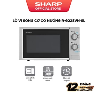 Lò vi sóng có nướng Sharp R-G228VN-SL - 20L - Hàng Chính Hãng bảo hành 12 tháng