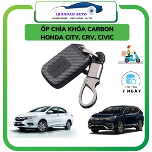 Ốp chìa khóa ô tô Honda CRV, Civic, Honda City.Chìa 3 nút, Chất liệu nhựa ABS vân carbon cao cấp