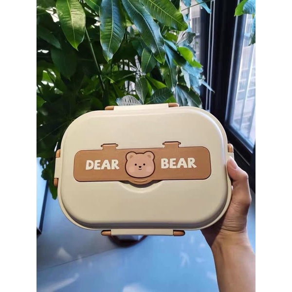 Hộp đựng cơm giữ nhiệt Dear Bear cao cấp chất liệu inox 304  tặng kèm túi giữ nhiệt.
