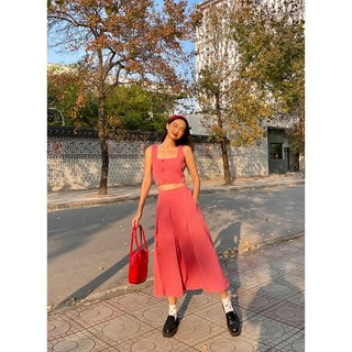 Set áo phối chân váy dài - Sweet Pink Set