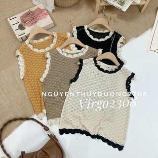 Áo Len Tanktop chạy viền ren, len lỗ mềm mỏng 174