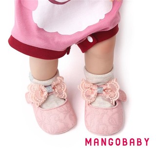 Mg-infant Bé Gái Giày Chống Trơn Trượt Mềm Đế Ren Nơ Đế Bằng Tập Đi Đầu Tiên Tập Đi Mùa Xuân Thu Giày Công Chúa