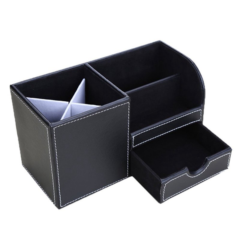 1 Chiếc Da PU Đa Năng Để Bàn Văn Phòng Phẩm Tổ Chức Hộp Bảo Quản Bút / Bút Chì, Điện Thoại Di Động, Thẻ Tên Doanh Nghiệp Điều Khiển Từ Xa