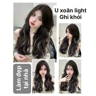 Tóc Giả Chữ U Ombre Xoăn Light Khói, Tóc Giả U Nửa Đầu Cao Cấp HaminStore
