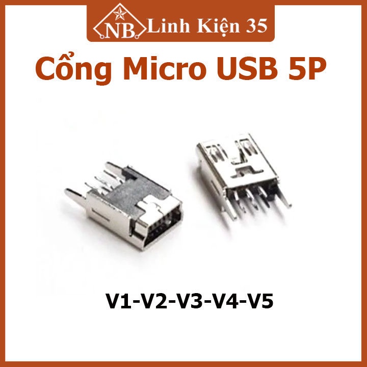 Cổng Micro USB 5P loại chân V1/V2/V3/V4/V5 tùy chọn | Shopee Việt Nam
