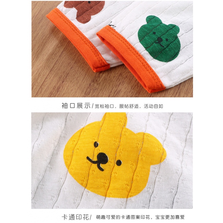 Trẻ Em Ba Phần Tư Tay Áo Homewear Mùa Hè Điều Hòa Quần Áo Bé Trai Bé Gái Mùa Hè Mỏng Thoáng Khí Bộ Đồ Ngủ