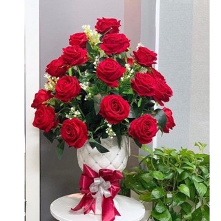 Cành hoa Hồng Nhung giả size lớn cành dài 70cm - Hoa cao cấp