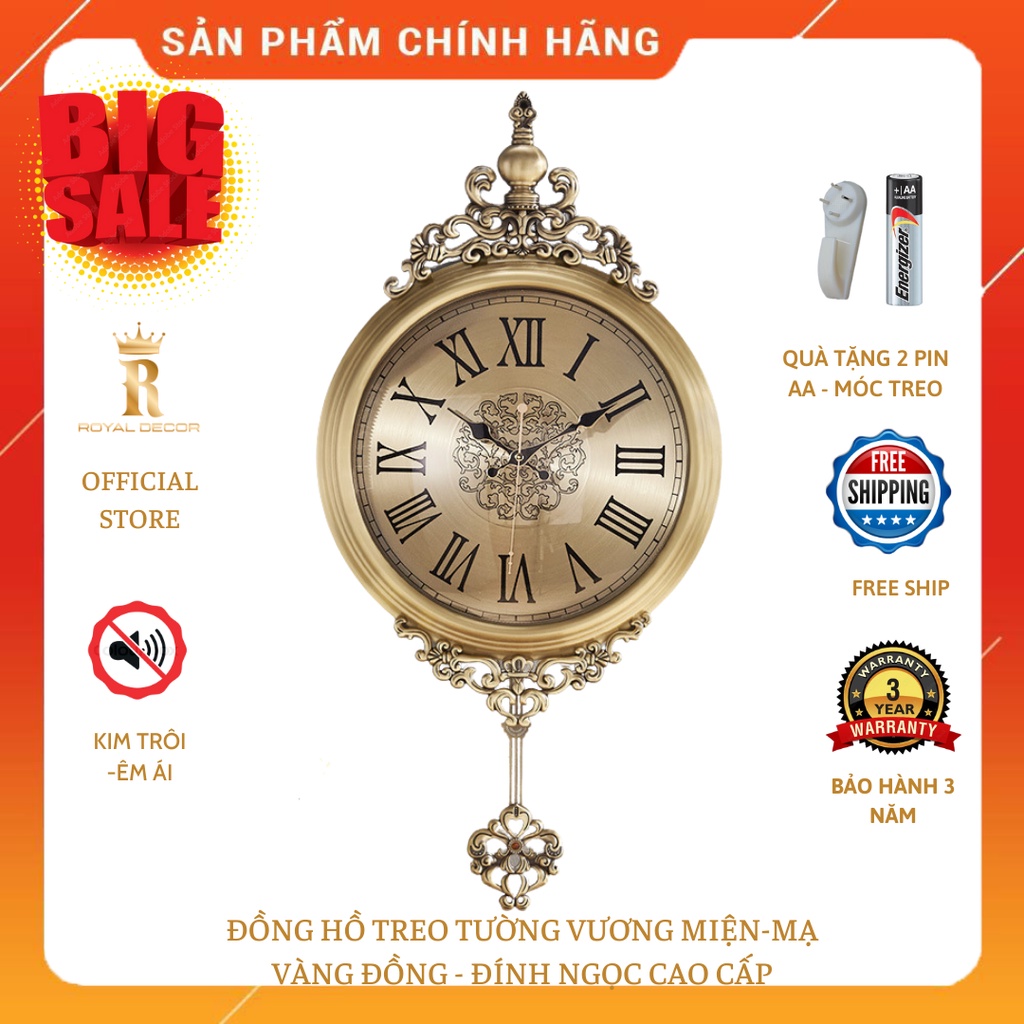 Đồng hồ treo tường Trang Trí Bắc Âu sang trọng ROYAL DECOR, Mẫu ...