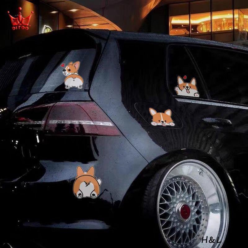 Hl Miếng Dán Trang Trí Nắp Bình Xăng Xe Hơi / Mô Tô Hình Chú Chó Corgi Dễ Thương