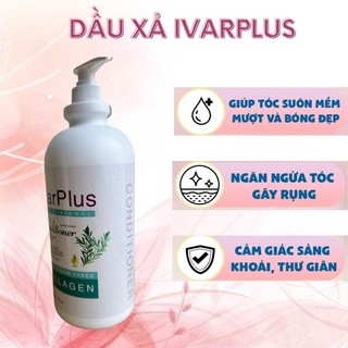 Cặp Dầu Gội Xả IVARPLUS Collagen giảm rụng tóc, cấp ẩm, siêu thơm siêu mượt tóc công thức chuẩn salon 2000ml