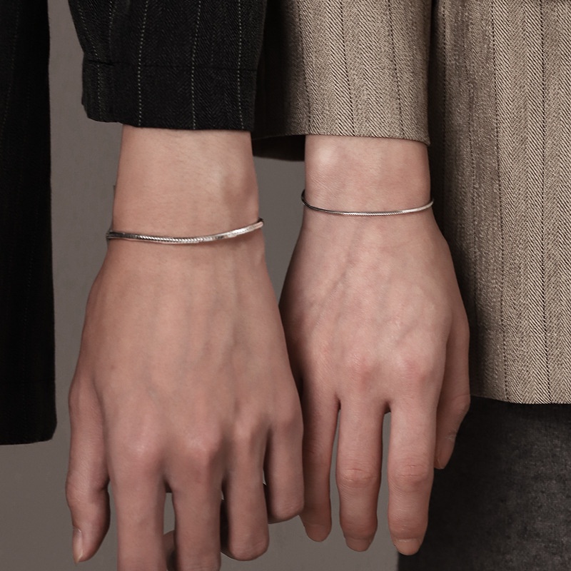 Đơn giản S925 Bạc Couple Bracelet 100 Suit cho nam và nữ một cặp điều chỉnh chuỗi