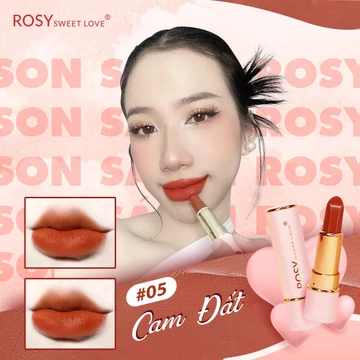 Son Sáp Lì ,Son thỏi không trôi, son ROSY không chì, mềm môi (Màu Cam Đất)
