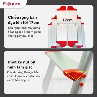 Thang nhôm gấp chữ A FUJIHOME DL-206 3-4-5-6 bậc gọn nhẹ chắc chắn - Bảo hành điện tử toàn quốc