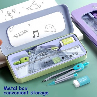 Bộ 7 Thước Kẻ Kiêm La Bàn Hình Tam Giác Đơn Giản Thời Trang Nhiều Màu Tùy Chọn Dành Cho Học Sinh