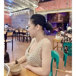 Áo len ren cúc dừa dáng ba lỗ sát nách bản to, mix shor + chân váy đều xinh 503