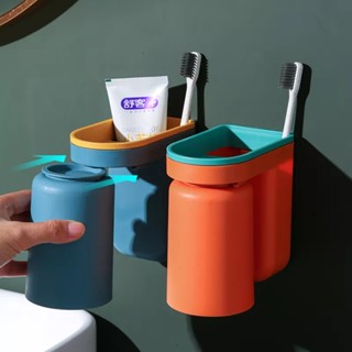 Kệ Nhà Tắm  Giá Đựng Cốc Và Bàn Chải Đánh Răng kèm 1 ly -  Khay kệ gài