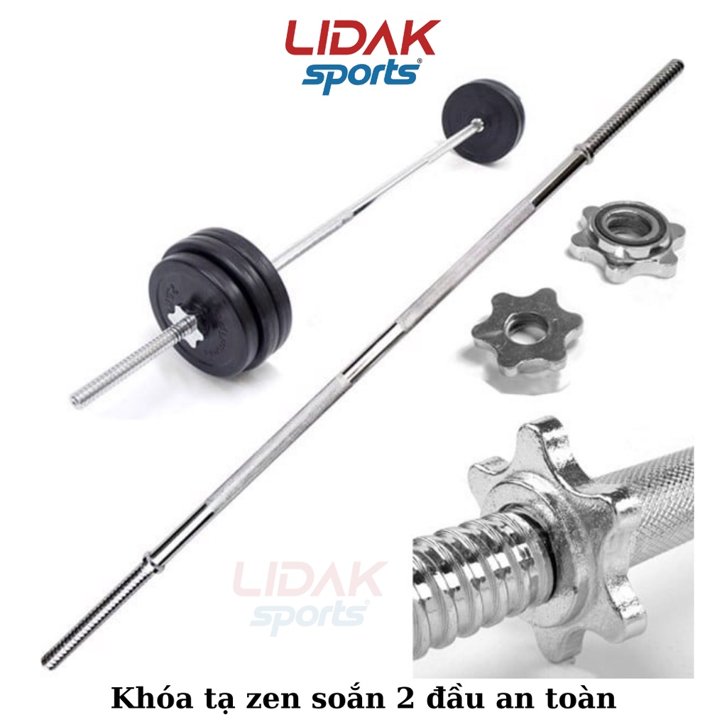 Ảnh Đòn tạ LIDAK 1,5m thép đặc mạ crom chống gỉ có zen khóa 2 đầu an toàn , thanh đòn 1,5m tập gym tại nhà - LIDAK SPORT 2