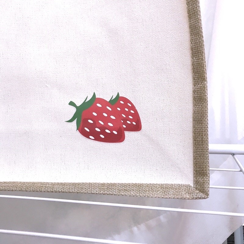 Túi cói bố hoạ tiết 2 quả dâu 🍓 🍓