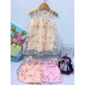 váy hoa nổi bé gái cực sang 10-19kg, váy thêu hoa sang chảnh hàng quảng châu bé gái