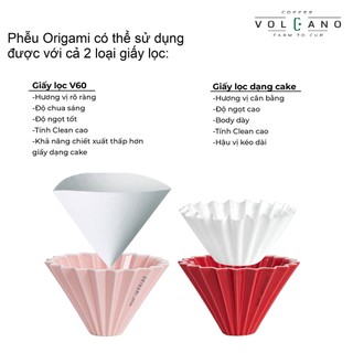 [ORIGAMI JAPAN] Volcano Phễu sứ V60 01 Origami Dripper S Pour over