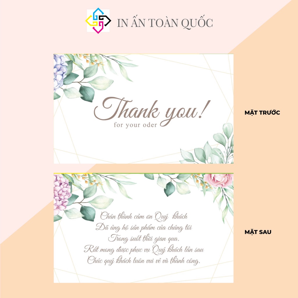 Thẻ cảm ơn, nhãn cảm ơn 100 nhãn giấy-ngang - xanh nhẹ sang trọng