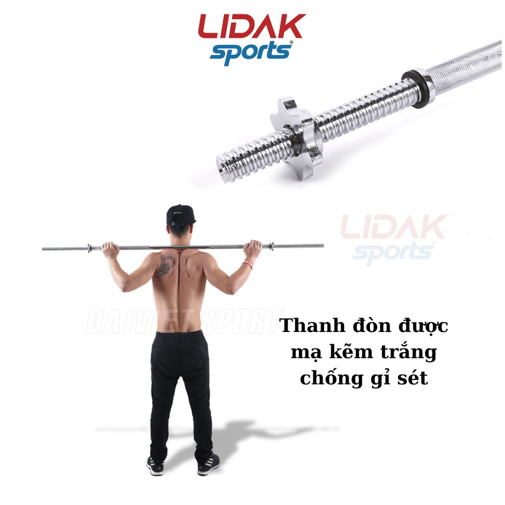 Ảnh Đòn tạ LIDAK 1,5m thép đặc mạ crom chống gỉ có zen khóa 2 đầu an toàn , thanh đòn 1,5m tập gym tại nhà - LIDAK SPORT 3